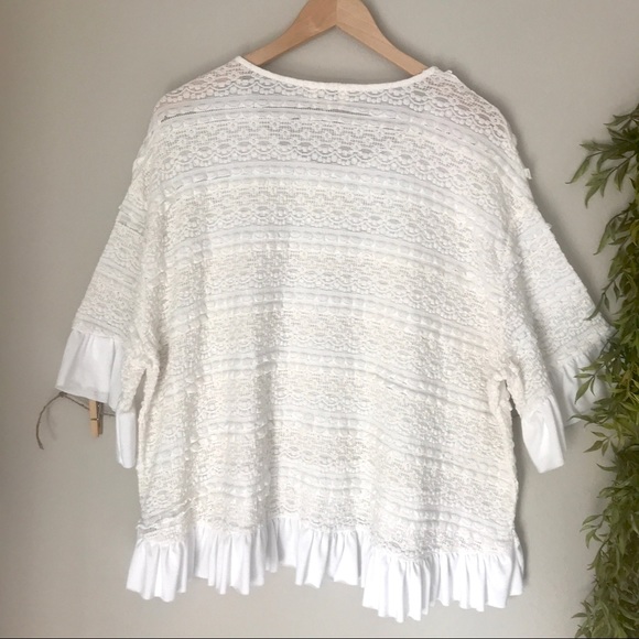 Umgee Lace & Ruffle Crochet Bell Sleeve Boho Top M - Picture 13 of 14